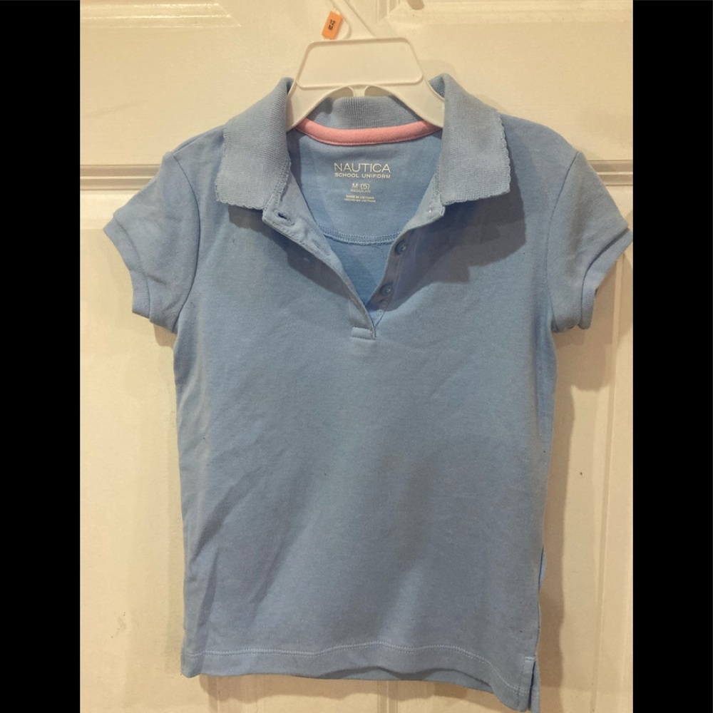 Nautica girls blue uniform shirt polo style size 5